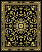Black Gold Ornate Floral Rug