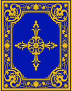 Royal Blue Gold Ornate Floral Rug