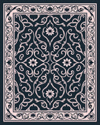 Ornate Floral Scrollwork Decorative Rug