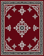 Classic Red Floral Intricate Pattern Rug