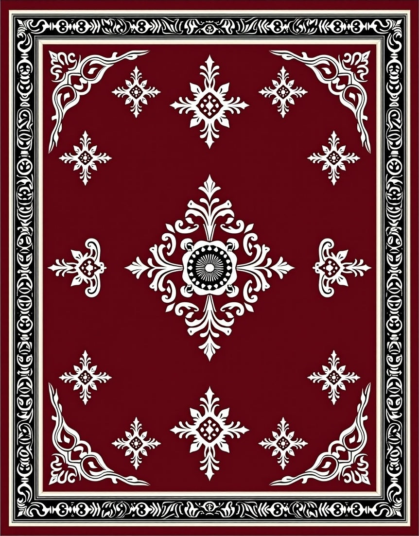Classic Red Floral Intricate Pattern Rug
