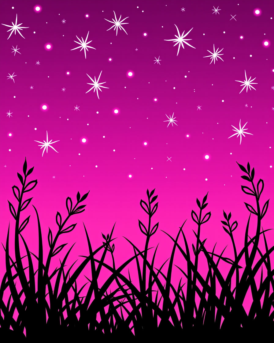 Starry Sky and Grass Silhouette Design Rug