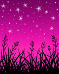Starry Sky and Grass Silhouette Design Rug