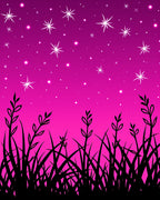 Starry Sky and Grass Silhouette Design Rug