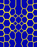Vivid Blue Yellow Geometric Honeycomb Pattern Rug