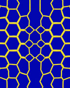 Vivid Blue Yellow Geometric Honeycomb Pattern Rug