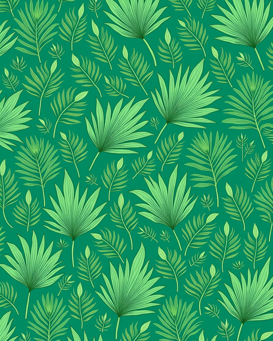 Green Leafy Tropical Pattern Rug