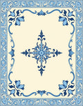 Blue Floral Border With Central Motif Rug