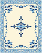 Blue Floral Border With Central Motif Rug