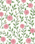 Pink Rose Vine Pattern Accent Rug
