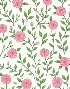 Pink Rose Vine Pattern Accent Rug