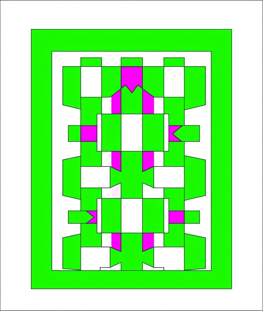 Bold Green Pink Geometric Pattern Rug