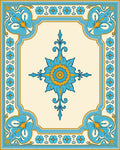 Azure Floral Patterned Medallion Rug