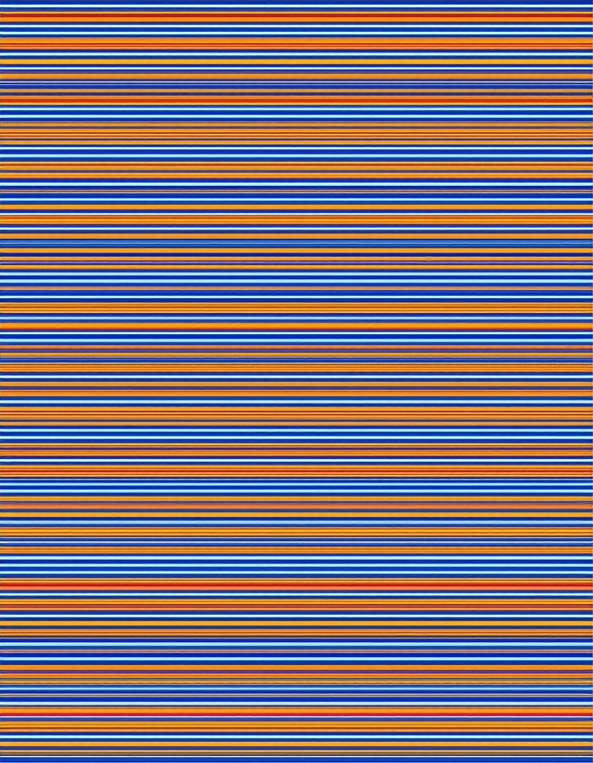 Bright Orange And Blue Stripe Design Rug
