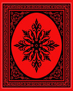Bold Red Black Floral Medallion Rug