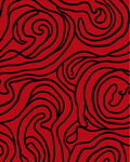Bold Red Black Swirl Pattern Rug