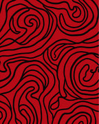 Bold Red Black Swirl Pattern Rug