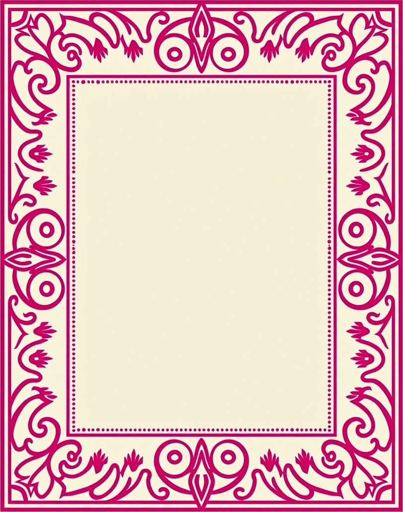Ornate Scrollwork Detailed Frame Rug