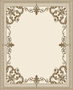 Ornate Floral Scrollwork Border Design Rug