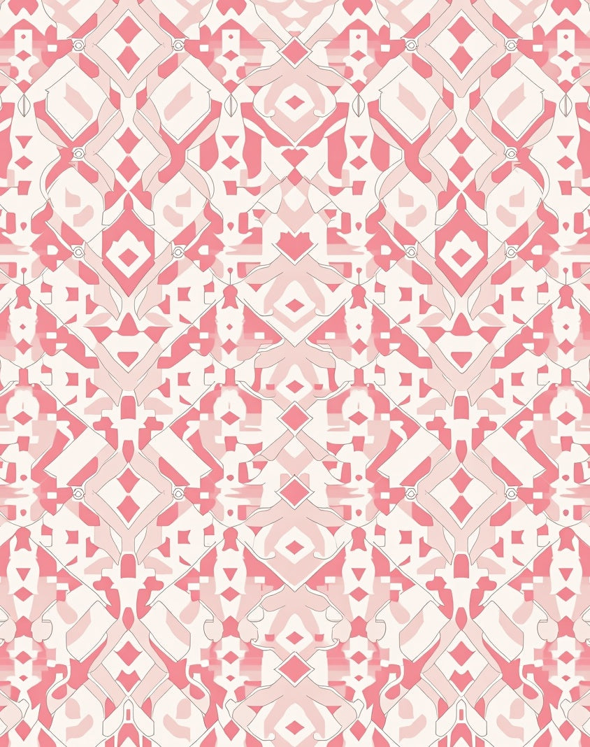 Pink Pastel Geometric Medallion Pattern Rug