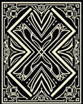 Art Deco Black Cream Geometric Floral Rug