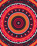 Vibrant Crimson Yellow Dental Mandala Rug