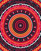 Vibrant Crimson Yellow Dental Mandala Rug