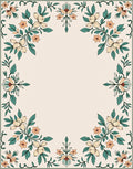 Elegant Floral Vine Botanical Frame Rug