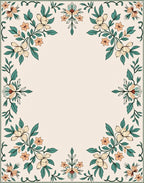 Elegant Floral Vine Botanical Frame Rug