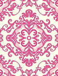 Ornate Damask Pink Floral Pattern Rug