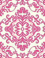 Ornate Damask Pink Floral Pattern Rug