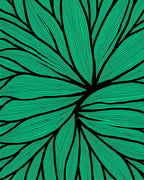 Emerald Green Abstract Leaf Pattern Rug