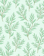 Nature Inspired Green Leaf Pattern Rug