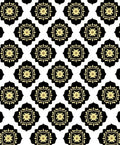 Black Gold Floral Quatrefoil Pattern Rug