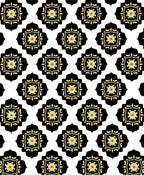 Black Gold Floral Quatrefoil Pattern Rug