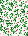 Green Foliage Red Berry Snowflake Rug