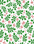 Green Foliage Red Berry Snowflake Rug
