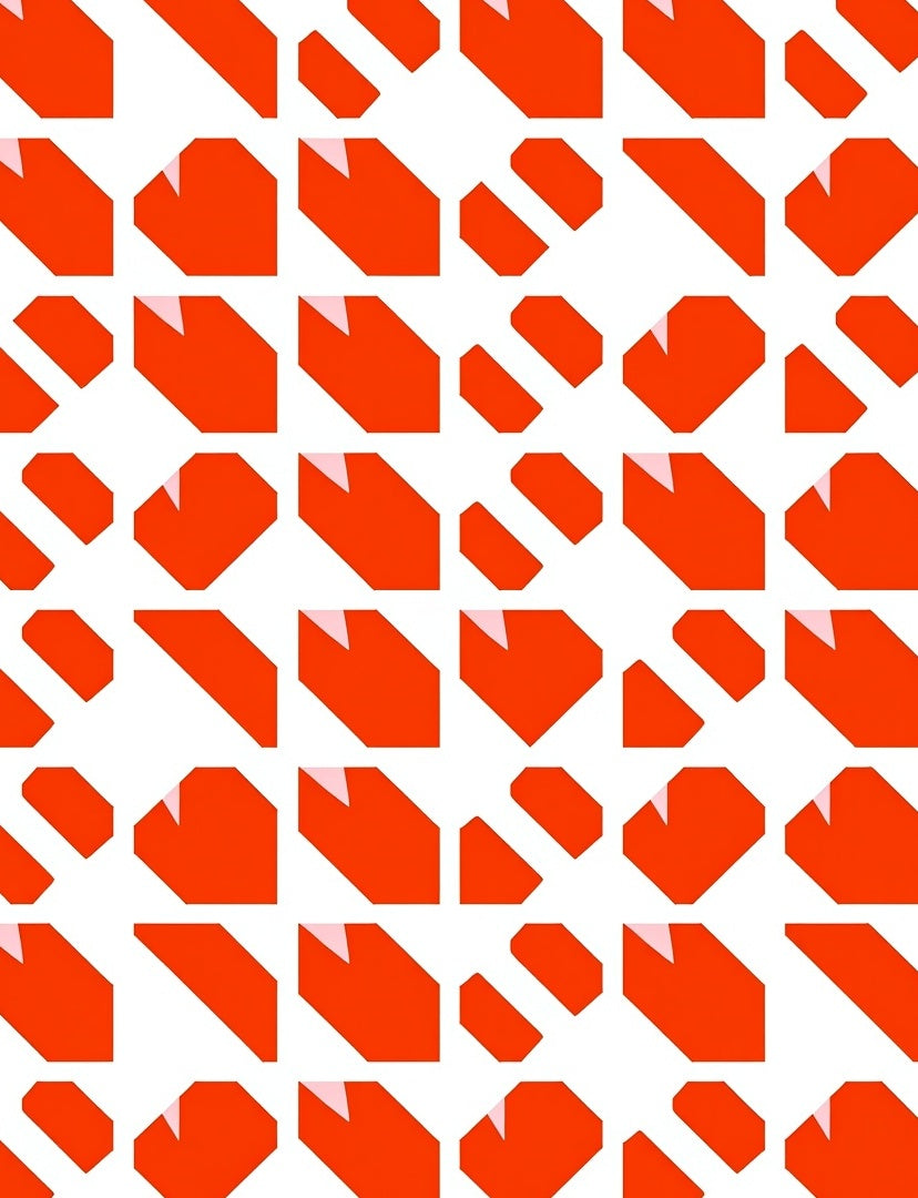 Bold Red Abstract Geometric Tile Rug