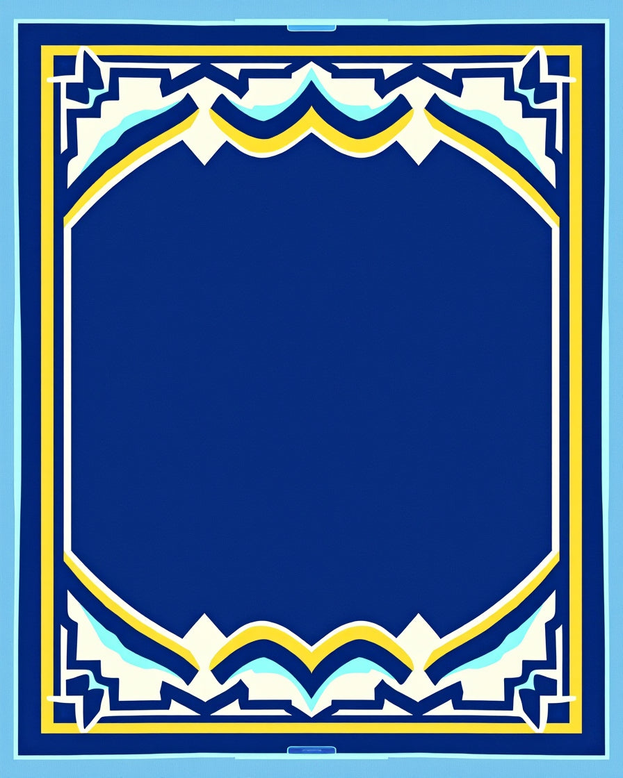 Bold Royal Blue Yellow Archway Rug
