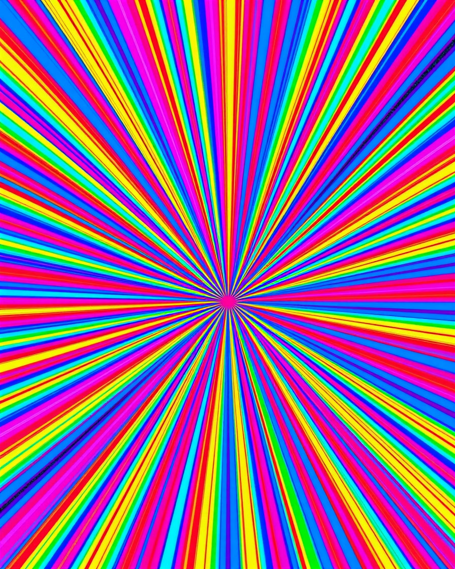 Vibrant Rainbow Sunburst Pattern Rug