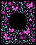 Pink Butterfly Aqua Floral Garden Rug