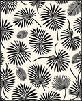 Black Wide Palm Leaf Print Design Rug