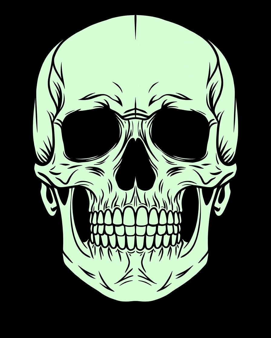 Pale Green Skull Outline Rug