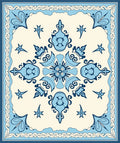 Blue Floral Motif Pattern Rug