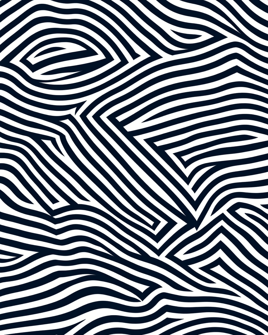 Contour Black White Striped Design Rug