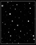 Cosmic Stars Pattern in Black and White Rug