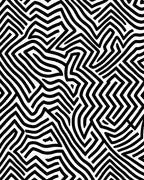 Abstract Black White Maze Design Rug