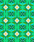 Emerald Green Geometric Starburst Pattern Rug