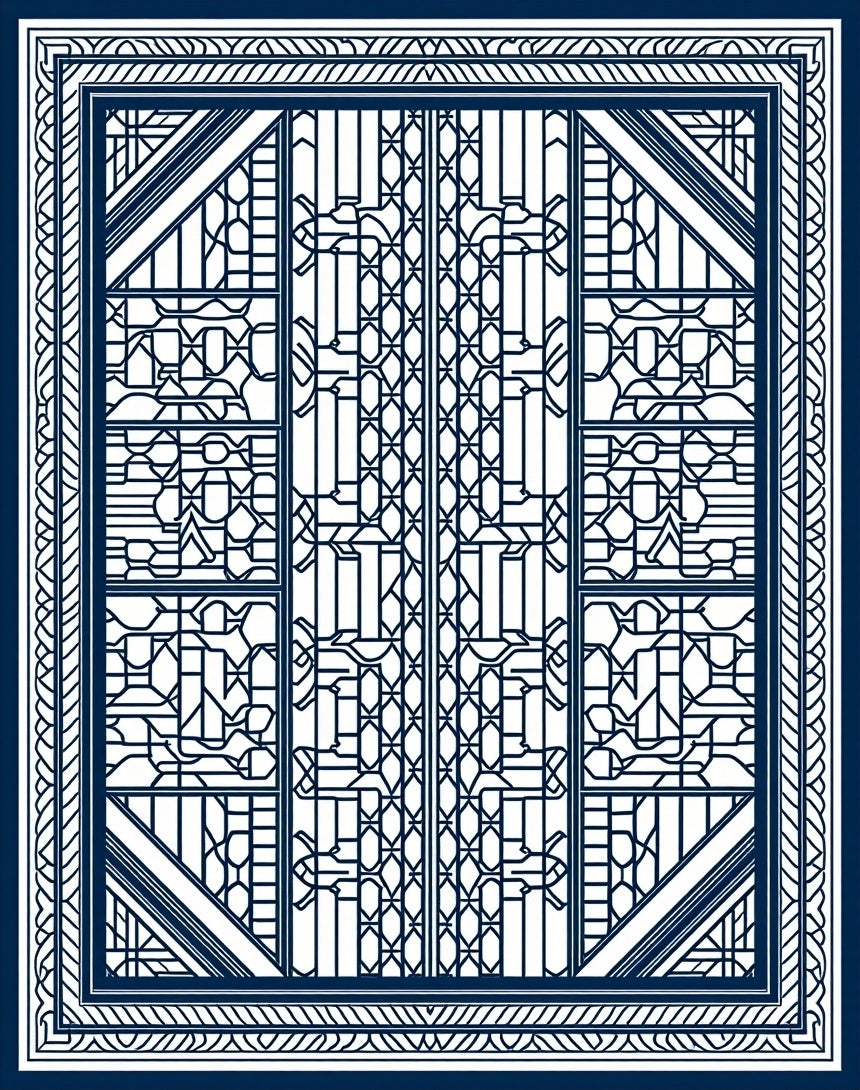 Geometric Deco Style Lattice Pattern Rug