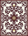 Intricate Scrollwork Crimson Cream Medallion Rug